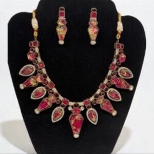& Other Stories Red and Gold Statement Necklace